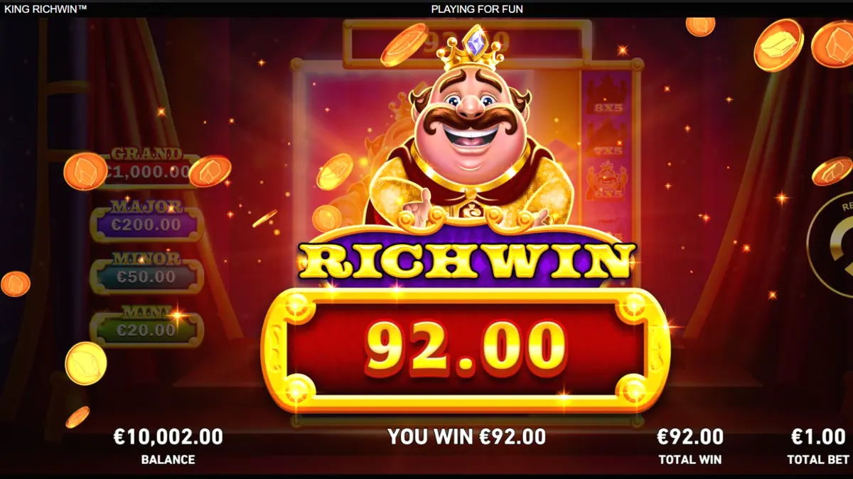 Visual vibrante e medieval do slot King Richwin com castelo ao fundo